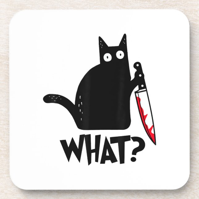 Posavasos Gato Qué_ Gracioso Gato Negro  (Frente)