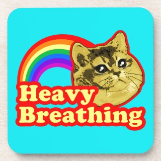 Posavasos Gato respirante fuerte con amor arcoiris