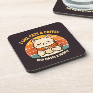 Posavasos Gato Retro Adorable y Amante del Café Vintage Años