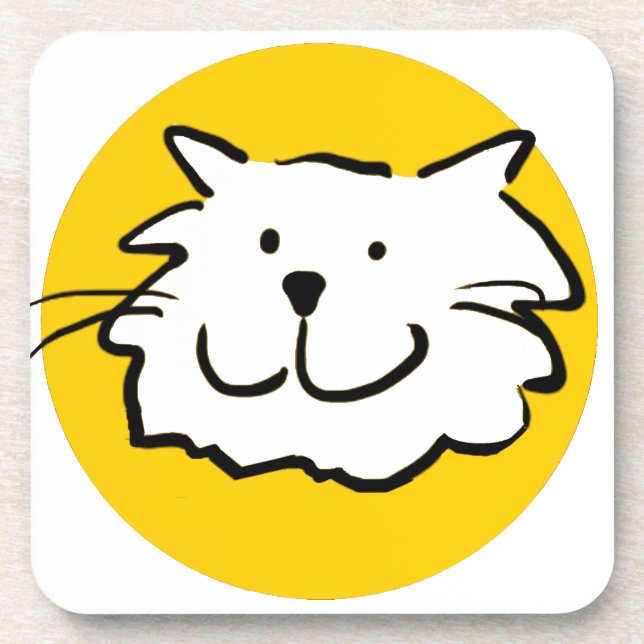 Posavasos Gato sonriente feliz. Temática de gatos (Frente)