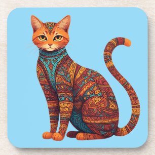 Posavasos Gato Tribal Bohemi Arte Colorido