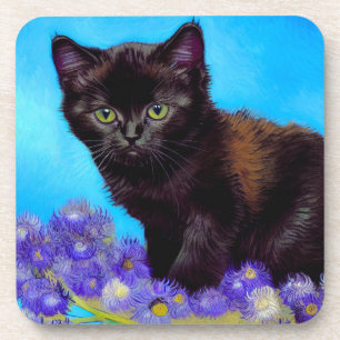 Posavasos Gato Van Gogh y flores