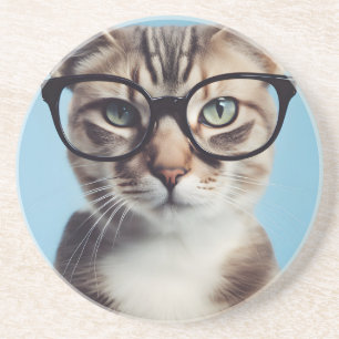 Posavasos Gato vistiendo gafas