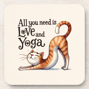 Posavasos Gato Yoga Pose - Todo lo que necesitas es amor y y