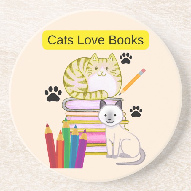 Posavasos Gatos Aman Los Libros (Frente)