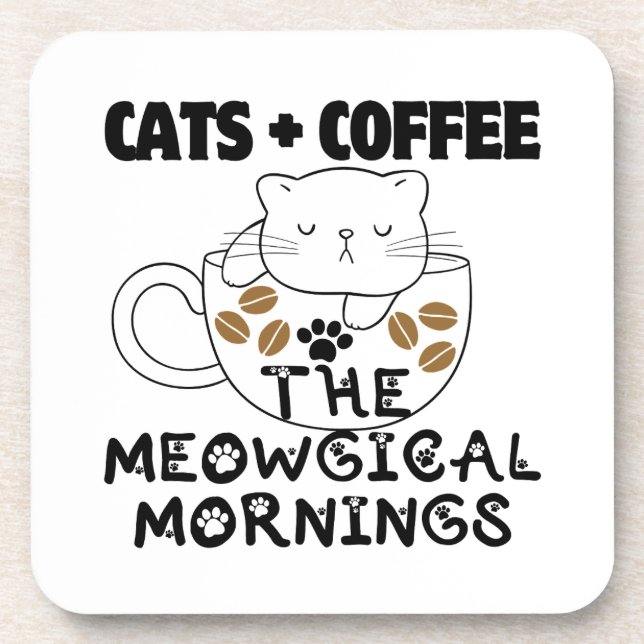 Posavasos Gatos + Café = Mañana meowgical.w (Frente)