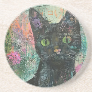 Posavasos Gatos de acuarela Boho - Arte felino de tierra (5)