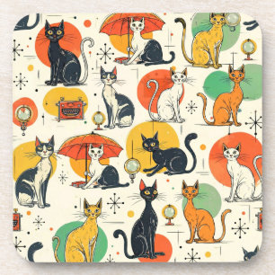 Posavasos Gatos de la Era Atómica de mediados de siglo Patró
