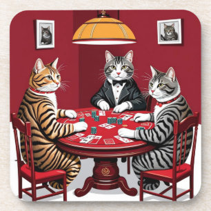 Posavasos Gatos de mesa jugando al póquer