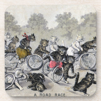 Posavasos Gatos del montar a caballo de la bicicleta