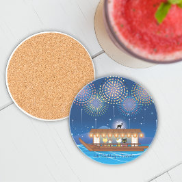 Posavasos Gatos deslumbrando en fuegos artificiales a bordo 