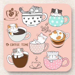 Posavasos Gatos divertidos con café
