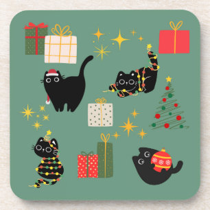 Posavasos Gatos divertidos de Navidad