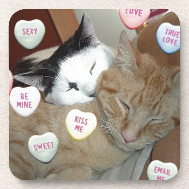 Posavasos Gatos el día de San Valentín (Frente)