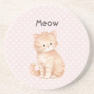 Posavasos Gatos Gatitos Lindos Naranja Melocotón Puntos Rosa