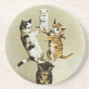 Posavasos Gatos Gatitos Victorianos Antiguos Adorables Jugan