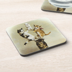 Posavasos Gatos Gatitos Victorianos Divertidos Antiguos, Hum