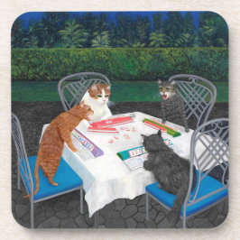 Posavasos Gatos jugando Mahjong