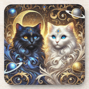 Posavasos Gatos majestuosos en blanco y negro