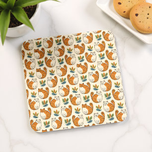 Posavasos Gatos naranjas y blancos estilo arte ingenuo