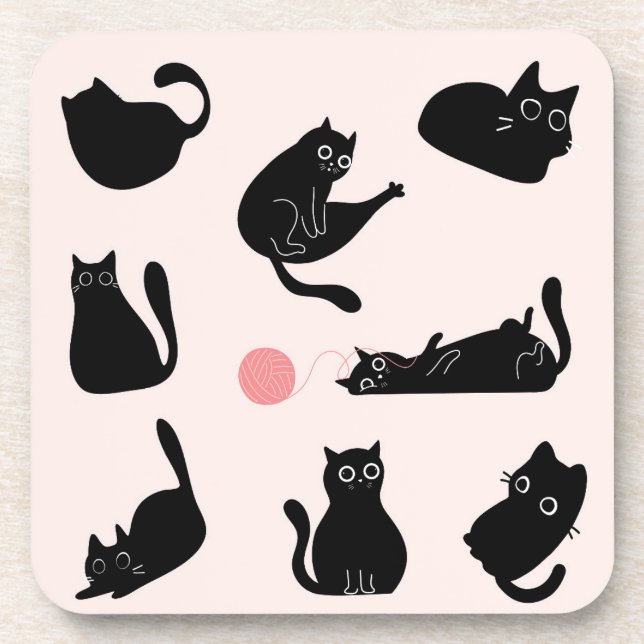 Posavasos Gatos negros tontos (Frente)