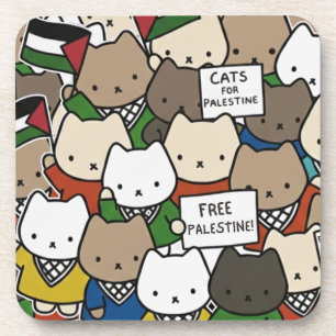 Posavasos Gatos por Palestina – Gatos Kawaii por la Justicia