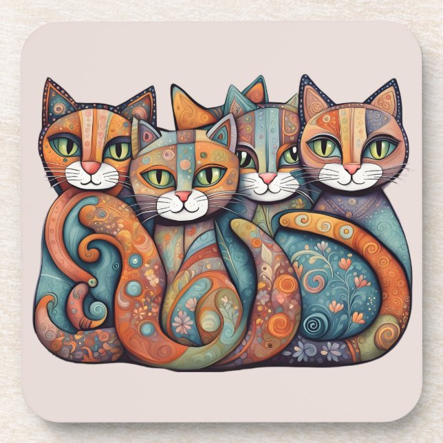 Posavasos gatos tranquilizantes 3 conjuntos de montaña (Frente)