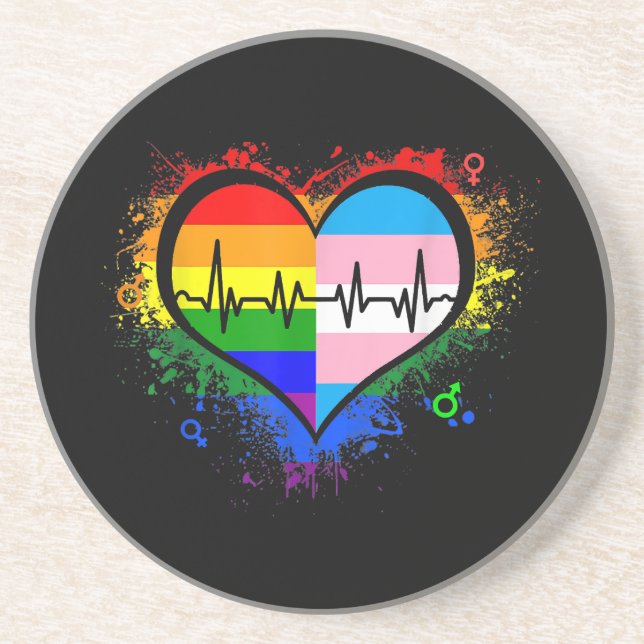 Posavasos Gay Lesbian Gay Lesbiana LGBT Gay Heartbeat L (Frente)