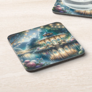 Posavasos Gazebo del Jardín Encantado Reflejo del Crepúsculo