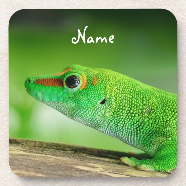Posavasos Gecko Gigante del Día Verde - Phelsuma grandis (Frente)