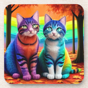 Posavasos Gemelos del arte digital de gatos-56467