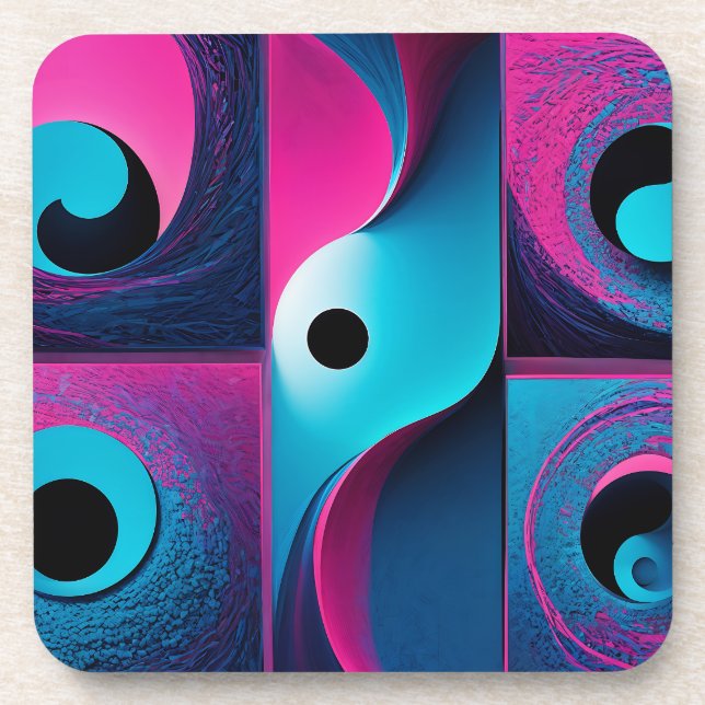 Posavasos Geometría azul rosado (Frente)