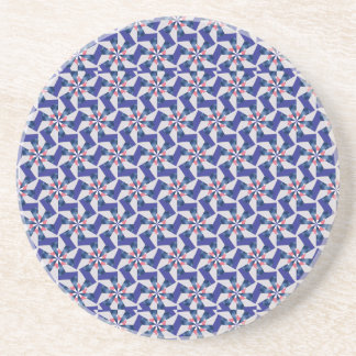 Posavasos Geometric Patterns - Red and Blue Pinwheel Coaster