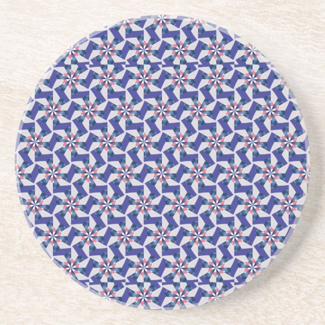 Posavasos Geometric Patterns - Red and Blue Pinwheel Coaster (Frente)