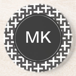 Posavasos Geométrica en blanco y negro