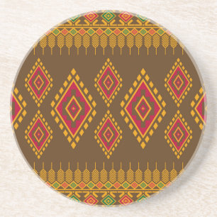 Posavasos Geométrico étnico, diseño tradicional, sin costura