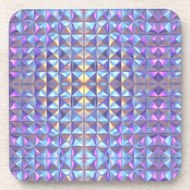 Posavasos Geométrico irista dorado, azul y púrpura 2 (Frente)