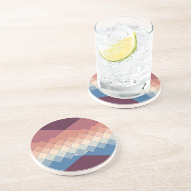 Posavasos Geométrico rosa azul y naranja (Lado)