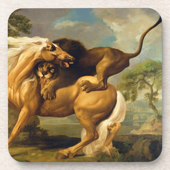 Posavasos George Stubbs el | un león que ataca un caballo, (Frente)
