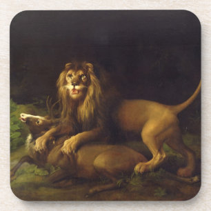 Posavasos George Stubbs el un león que ataca un macho,