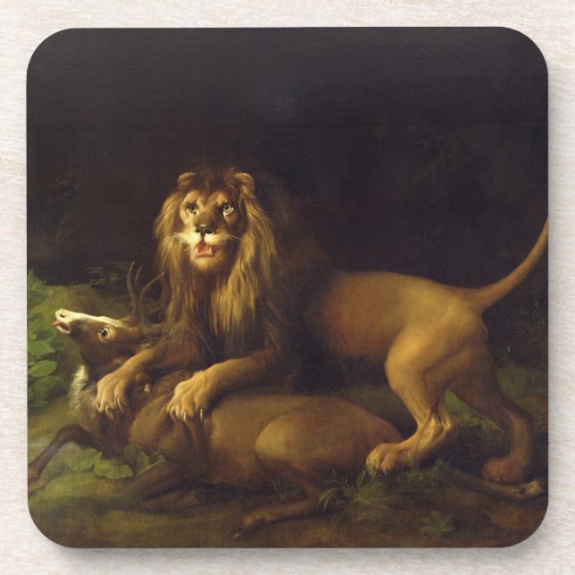 Posavasos George Stubbs el | un león que ataca un macho, (Frente)