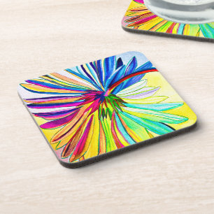 Posavasos Gerbera arcoiris, flor colorida