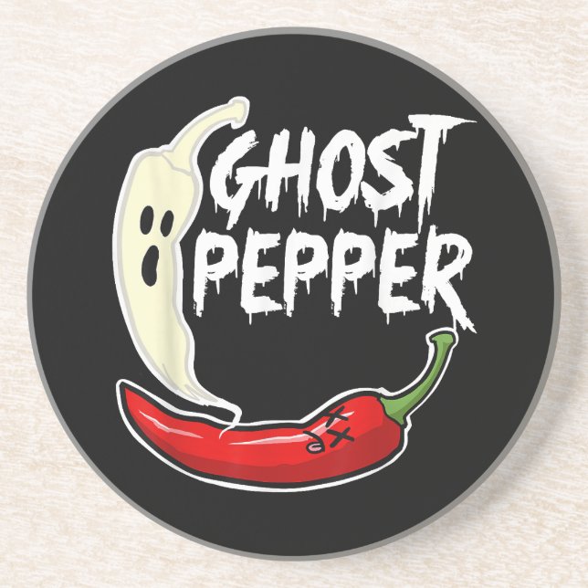 Posavasos Ghost Pepper Funny Spicny Hot Halloween Ghost Pepp (Frente)