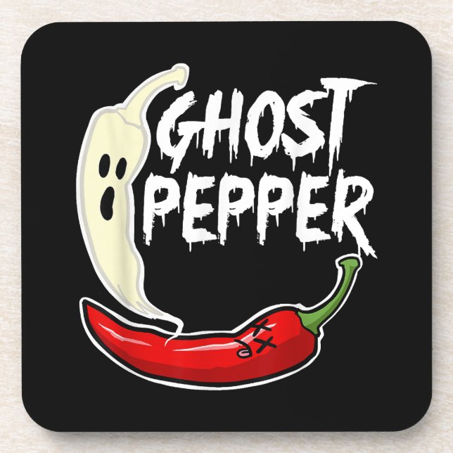 Posavasos Ghost Pepper Funny Spicny Hot Halloween Ghost Pepp (Frente)