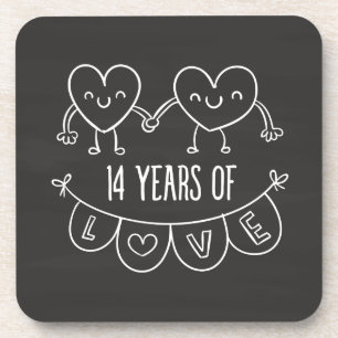 Posavasos Gift Chalk Hearts, un regalo de 14 años