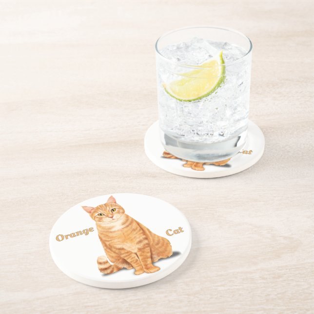 Posavasos Ginger Tabby Cat personalizado (Lado)