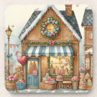 Posavasos Gingerbread Bakery House Shop 3 beverage coaster