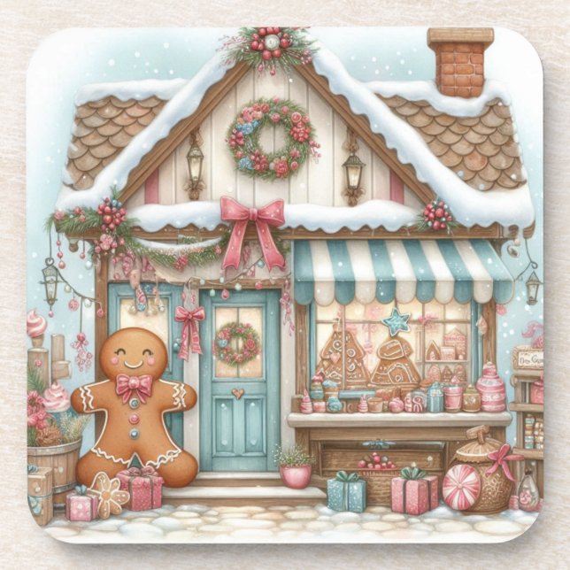 Posavasos Gingerbread Bakery House Shop beverage coaster (Frente)