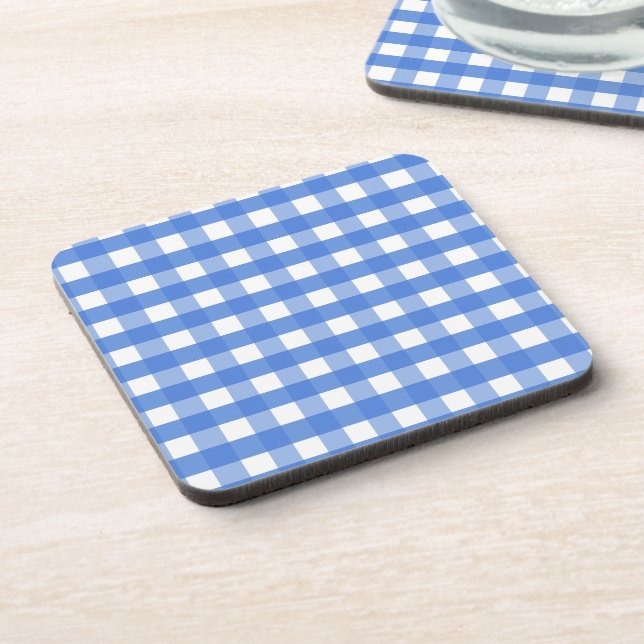 Posavasos Gingham blanco y azul francés (Lado Izquierdo)