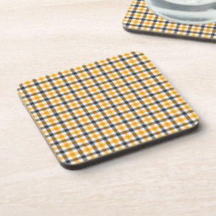 Posavasos Gingham de cuadros amarillos, negros y blancos